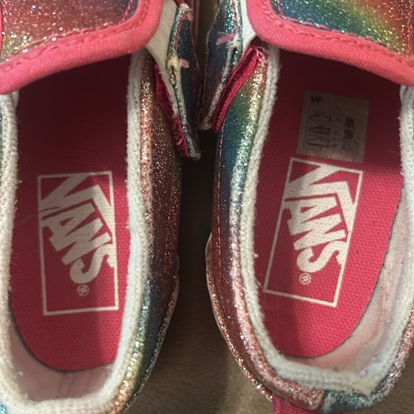 Vans Low Slip On "Rainbow Glitter Sparkle Ombre' "size 7 toddler - Picture 4 of 6